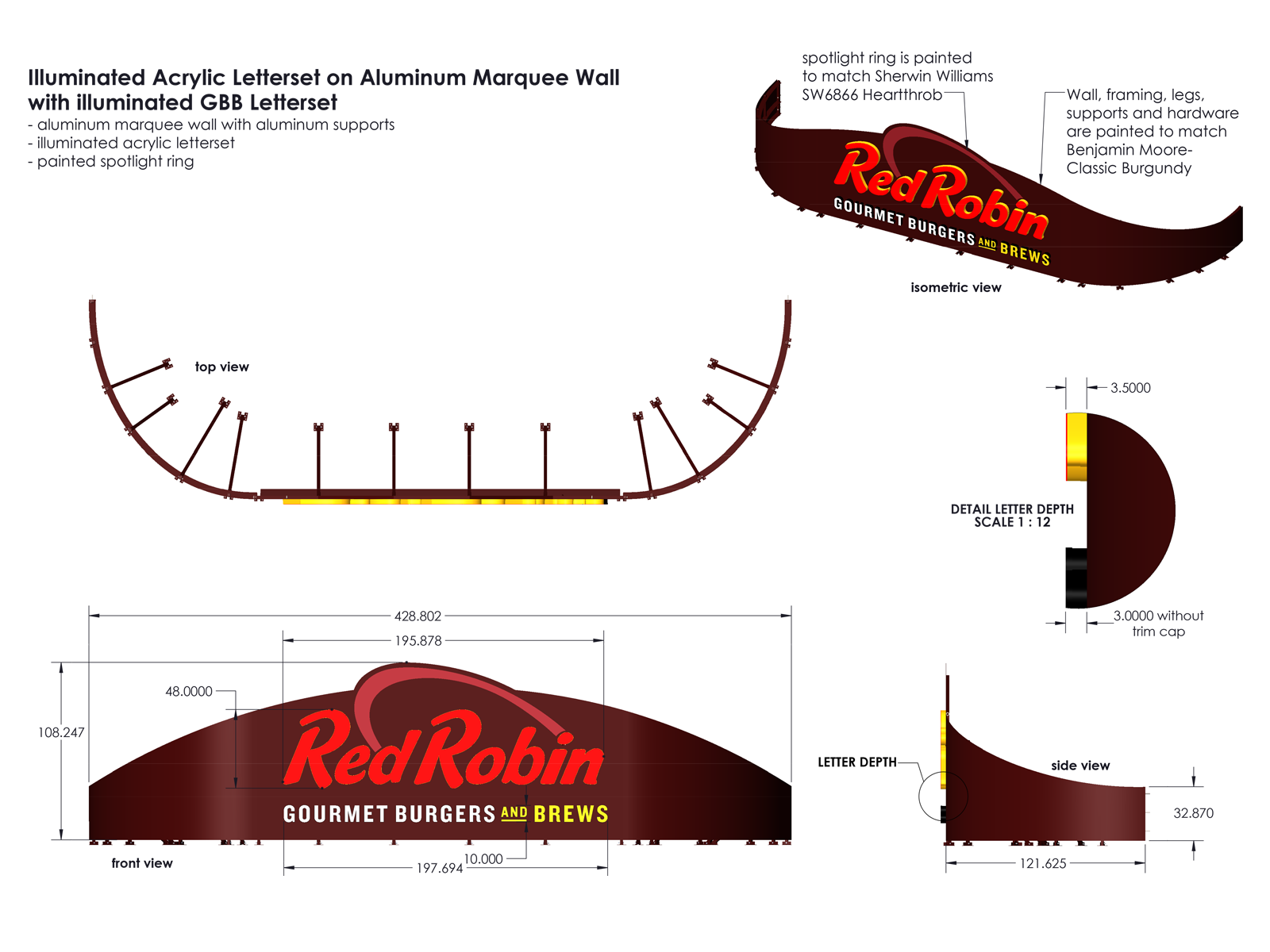 Red Robin acrylic sign design schematics